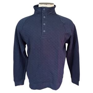 Eddie Bauer Mens Blue Quilted Mock Neck Pullover Sweater Small NWOT